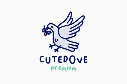 quirky cute dove cartoon logo, a Branding & Logo Template by VSTRD TYPEWORKS