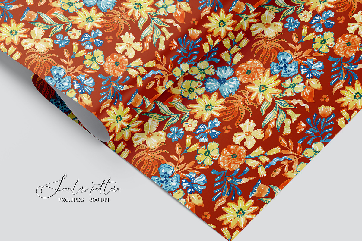 Colorful Flowers Seamless Pattern, a Pattern Graphic by SirenaArt (Photo 9 of 15)
