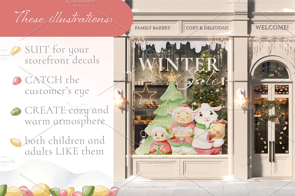 Family Christmas Watercolors Cartoon, a Seasonal Illustration by Elena Malgina Clipart (Photo 9 of 20)