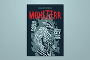 Monster Horror Hand Drawn Vector, a Flyer Template by ashenterprise (Thumbnail 1 of 2)