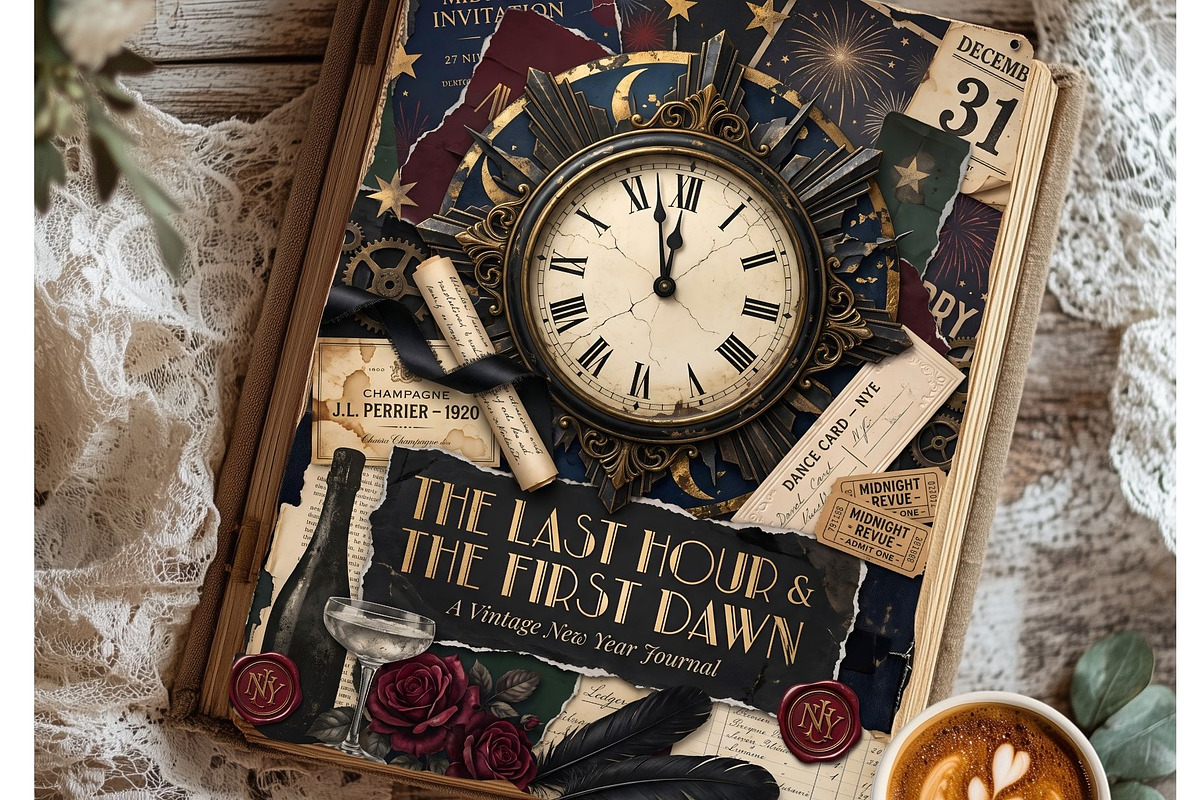 The Last Hour Vintage New Year Kit, a Seasonal Illustration by ThatsDesignArt (Photo 2 of 19)