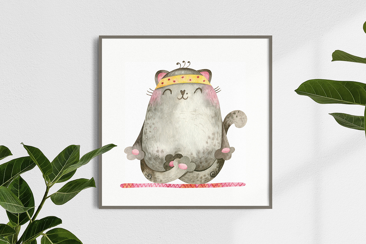 Fitness & Yoga Cats clipart set, an Animal Illustration by Valin Malin (Photo 5 of 14)