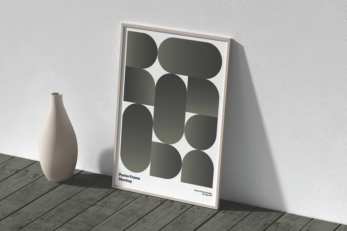 Minimalist Poster Wall Frame Mockup, a Packaging Mockup by DesignRushMarket (Photo 9 of 16)