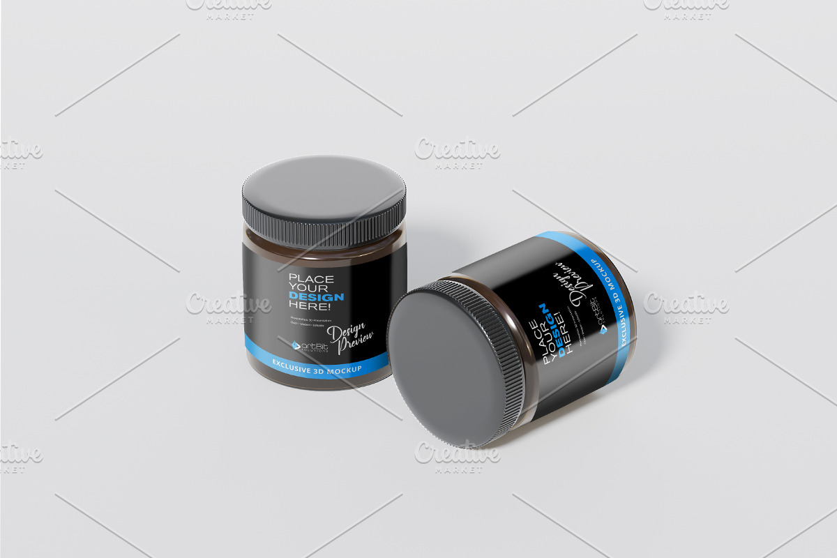 Plastic Jar with Screw Cap Mockup, a Cups & Container Mockup by artBit Design Studio (Photo 2 of 6)