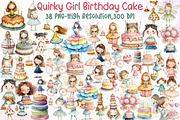 Whimsical Quirky Girl Birthday Cake, an Illustration by Sublimation Artist (Thumbnail 1 of 6)