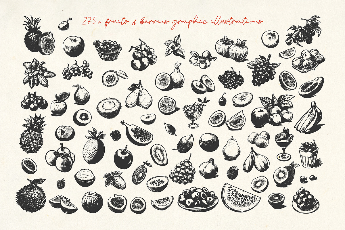 275+ Fruits & Berries Illustrations, a Food Illustration by La Petite Line Art (Photo 7 of 11)