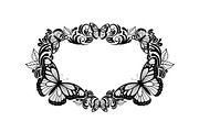 Butterfly Floral Vintage Frame Bundl, an Illustration by Creativeshirt (Thumbnail 11 of 51)