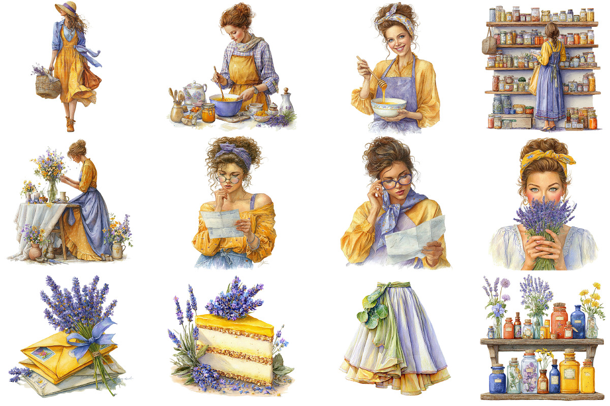 Lavender Honey Watercolor Clipart, an Illustration by DreamCafeArt (Photo 4 of 8)