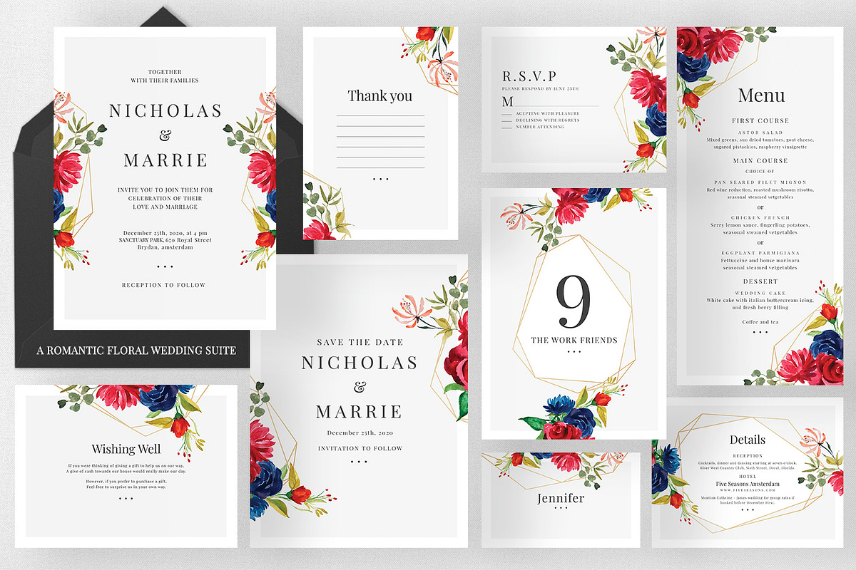 Romantic Floral Wedding Suite, an Invitation Template by Azka Creative (Photo 1 of 5)