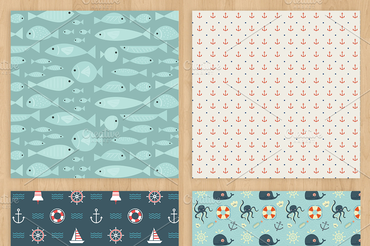 Nautical Paper Pack, a Pattern Graphic by Zlatoena Clipart (Photo 4 of 4)