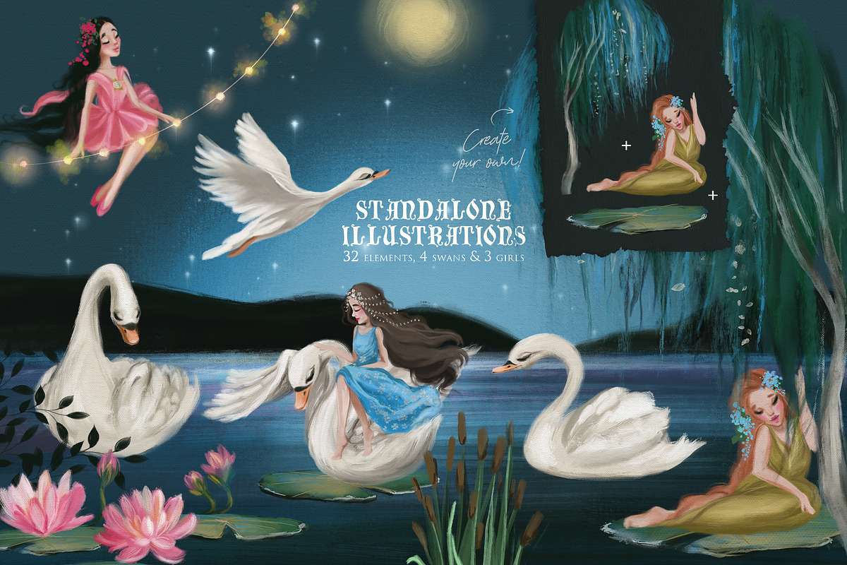 Enchanted Swan Lake, an Animal Illustration by Anna Babich (Photo 5 of 8)