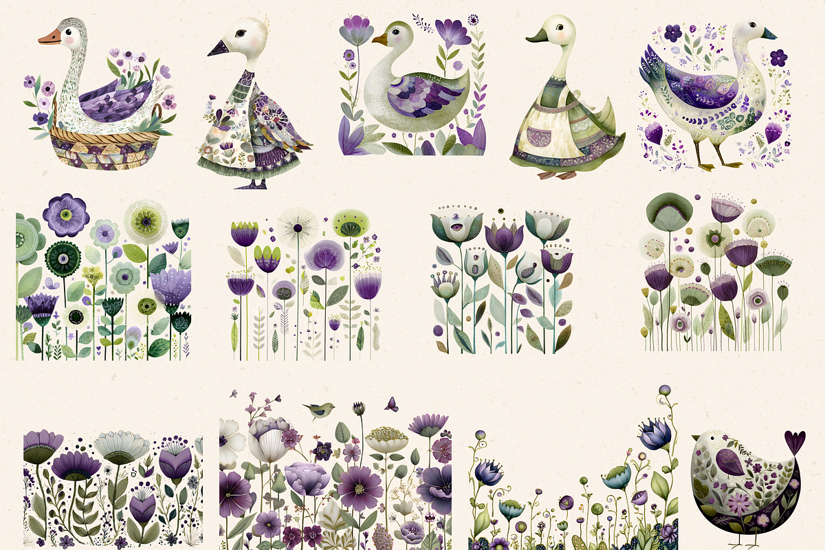 SILLY GOOSE BABY SHOWER CLIPART PACK, an Animal Illustration by Daring Digies (Photo 6 of 10)