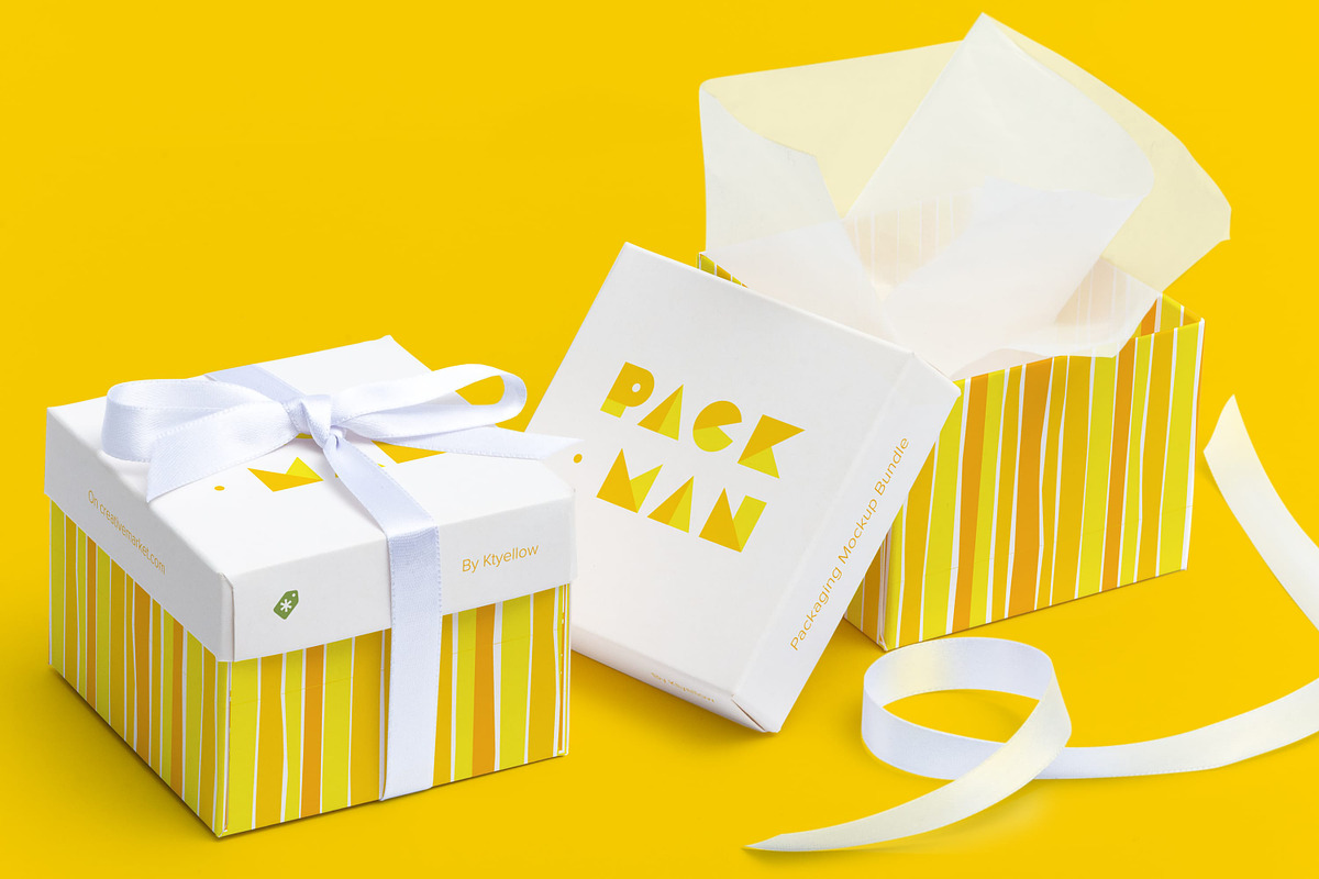 Cube Gift Box Mockup 01, a Packaging Mockup by Ktyellow (Photo 3 of 3)