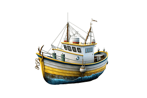 Retro Fishing Boat Clipart Bundle