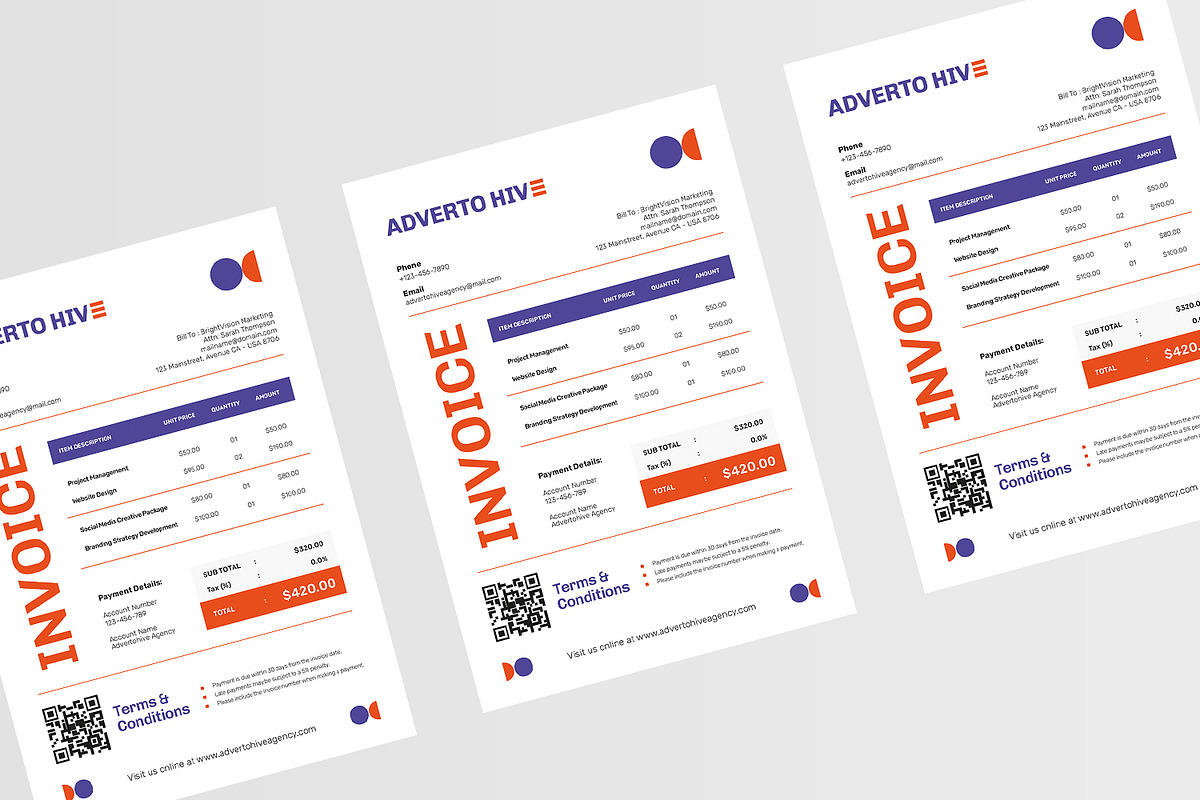 Advertohive Agency - Invoice, a Print Template by Esensifiksi.studio (Photo 2 of 3)