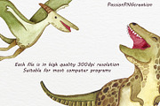 Watercolor Dinosaurs Clipart, an Animal Illustration by PassionPNGcreation (Thumbnail 2 of 3)
