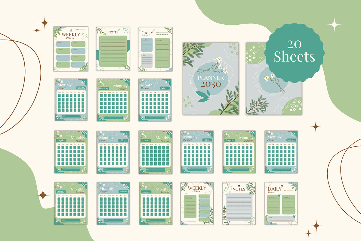 20 Planner Canva Template Set, a Design Template by TemplateCastleStore (Photo 2 of 10)