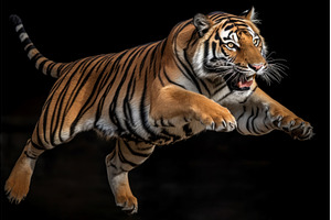 Tiger jumping air fury. Generate Ai, an Animal Photo by Ylivdesign
