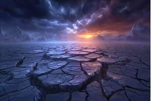 Dry cracked ground takes up the, a Background Photo by ZinetroN