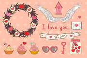 Vector set of Valentine's Day., a Decorative Illustration by Little A (Aigul) (Thumbnail 1 of 4)
