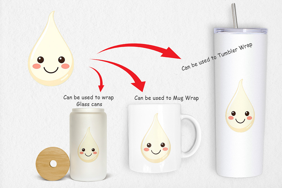Smiling Milk Drop Clipart, a Graphic by Artnoy (Photo 4 of 5)