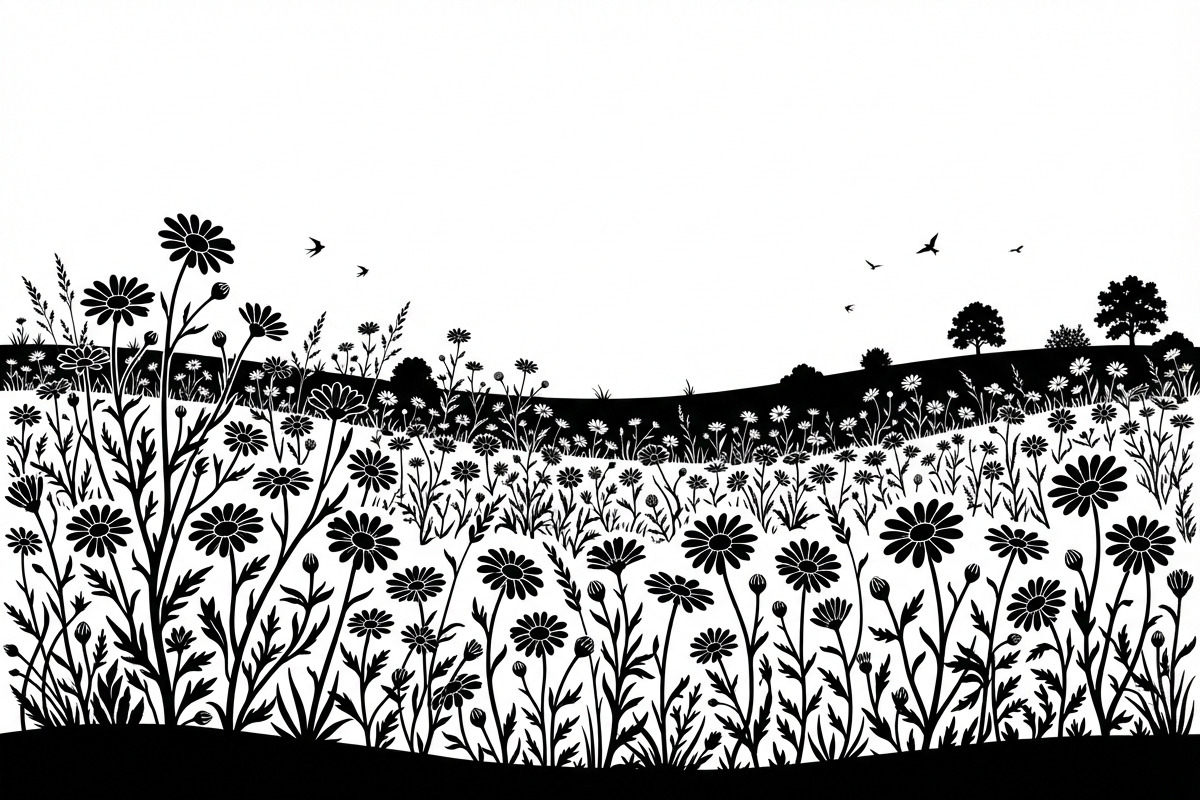 60 Daisy Flower Field Silhouette, a Seasonal Illustration by Amazin_art (Photo 5 of 35)