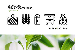 50 Agriculture Icons, an Outline Icon by Side Project