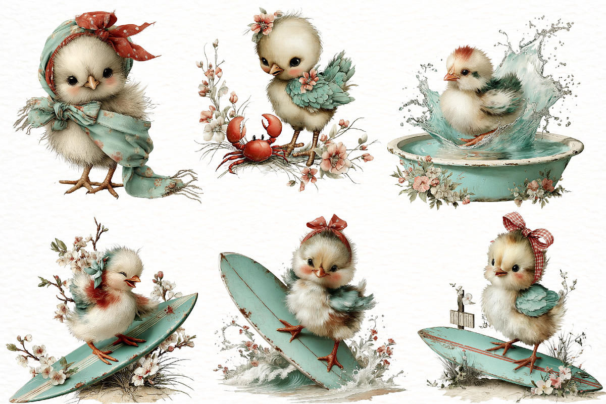 Whimsical Summer chick Clipart, an Illustration by Designworld (Photo 2 of 8)