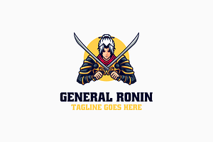 General Ronin Mascot Cartoon Logo, a Branding & Logo Template by Artnivora.Std