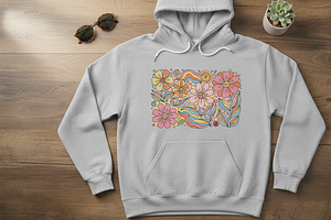 Retro Psychedelic Floral Art, a Person Illustration by Gfx_Store