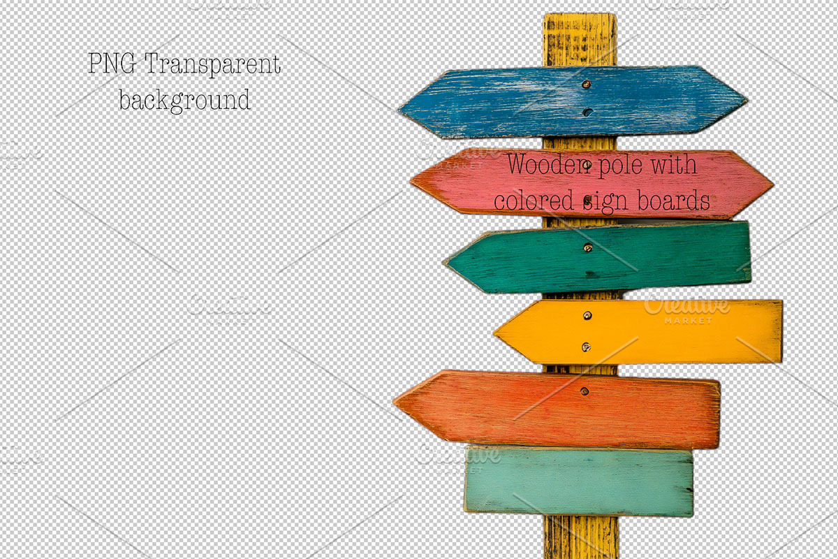 Wooden post with signs boards PNG, an Object Illustration by VetalStock