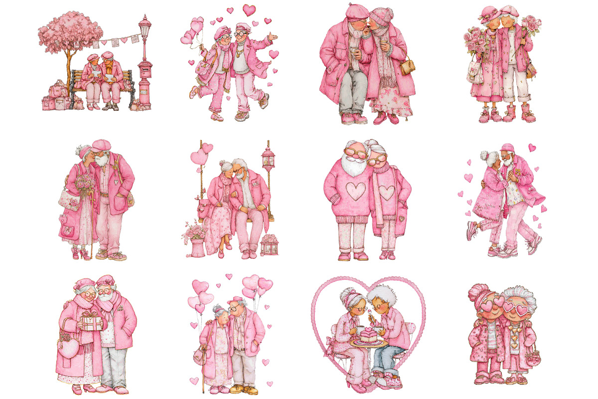 Funny Valentine Old Couple, an Illustration by Designking (Photo 3 of 5)