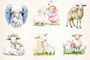 Watercolor Lamb & Ewe Love Clipart, an Illustration by Dream Creation (Thumbnail 5 of 6)
