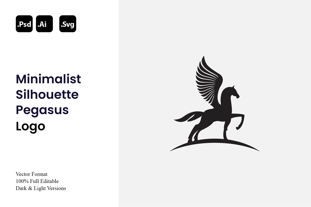 Minimalist Silhouette Pegasus Logo, a Branding & Logo Template by Luxury Logos (Photo 1 of 4)