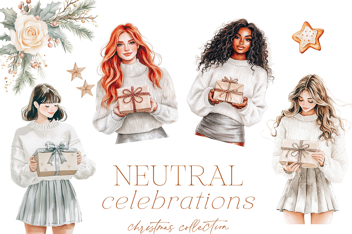 Watercolor Christmas Graphics, a Seasonal Illustration by studioequinox (Photo 3 of 8)