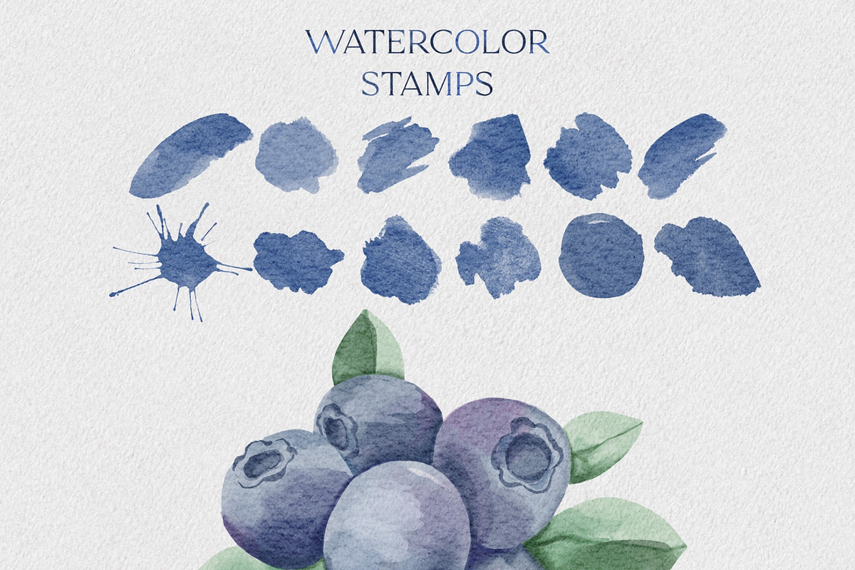 Watercolour Stamps for Procreate, a Brush Add-On by Marge Art (Photo 2 of 2)