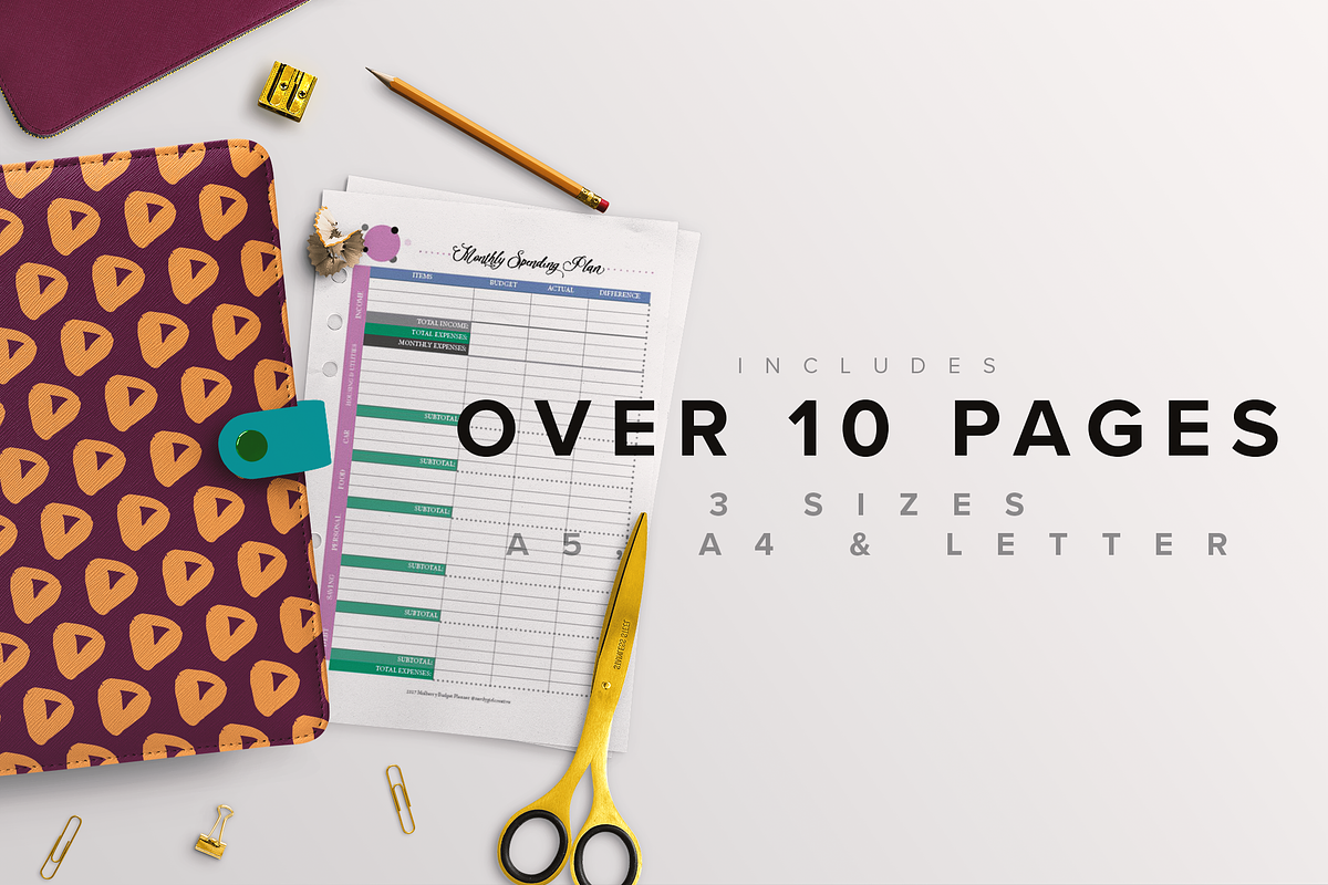 Budget Planner Kit -A5, A4 & Letter, a Stationery Template by Nerdy Girl Creative (Photo 2 of 3)