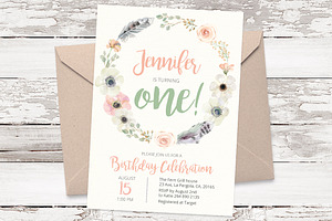 Birthday flower wreath template 09