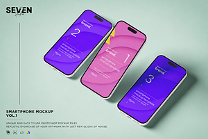 Smartphone Set Mockup, an iPhone Mockup by Se٧enStudio