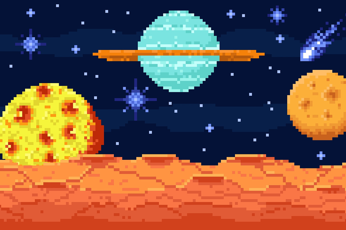 Pixel space landscape. View from, a Texture Illustration by YummyBuum (Photo 2 of 3)