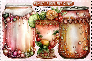 Whimsical Summer Beer Clipart Bundle, an Illustration by SVGArt
