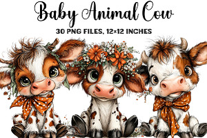 Baby Animal Cow Clipart, an Illustration by DreamArtGraphic