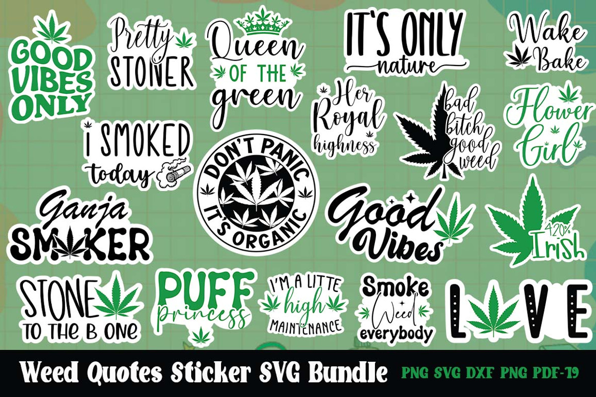 Weed Cannabis Sticker Marijuna Set, an Object Graphic by FiveStarCrafting (Photo 1 of 8)