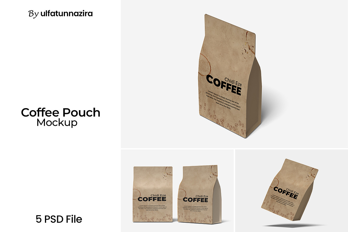 Coffee Pouch Mockup, a Merchandise Mockup by ulfatunnazira (Photo 1 of 6)