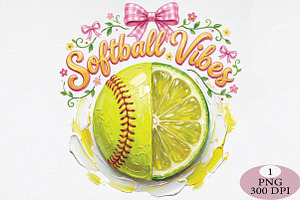 Softball Vibes PNG, an Illustration by Daily.Designs