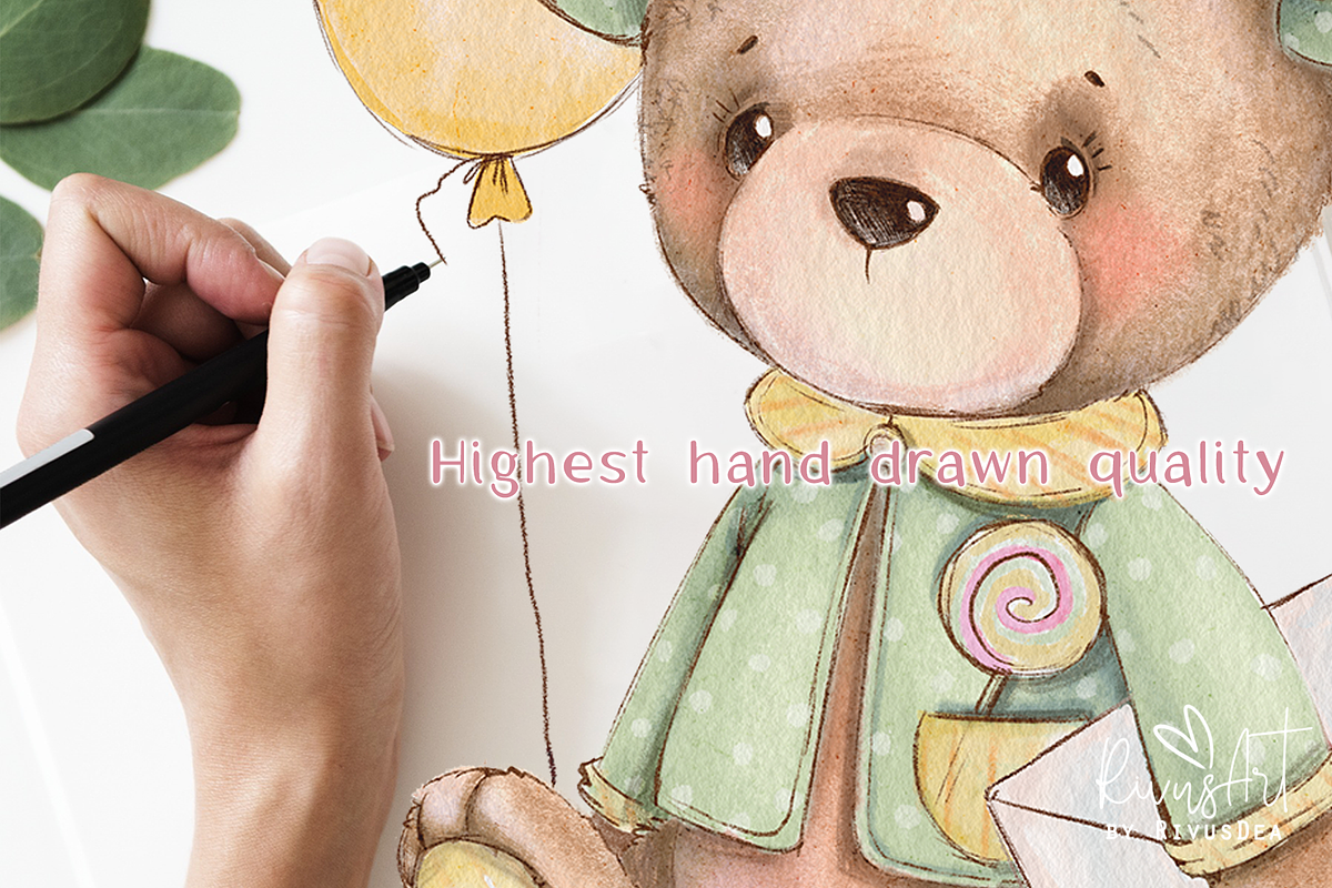 Vintage Teddy Bear illustration, an Animal Illustration by RivusArt (Photo 2 of 7)