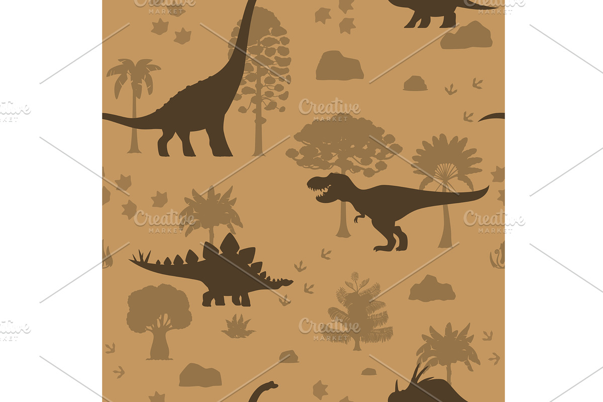 Prehistoric dinosaurs pattern, an Animal Illustration by Vector Tradition