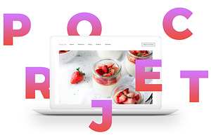 MacBook™ Mockup w/ Scattered Letters