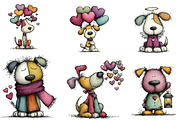 Whimsical Valentines Day Dog Clipart, an Illustration by CreationArt (Thumbnail 7 of 7)