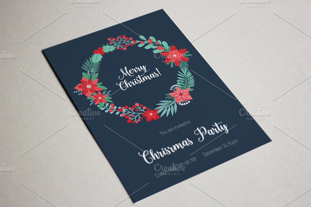 Floral Christmas cards set, a Decorative Illustration by Good Studio (Photo 8 of 9)